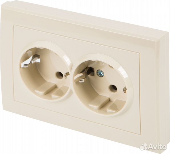 Розетка двойная встраиваемая Виктория с заземление