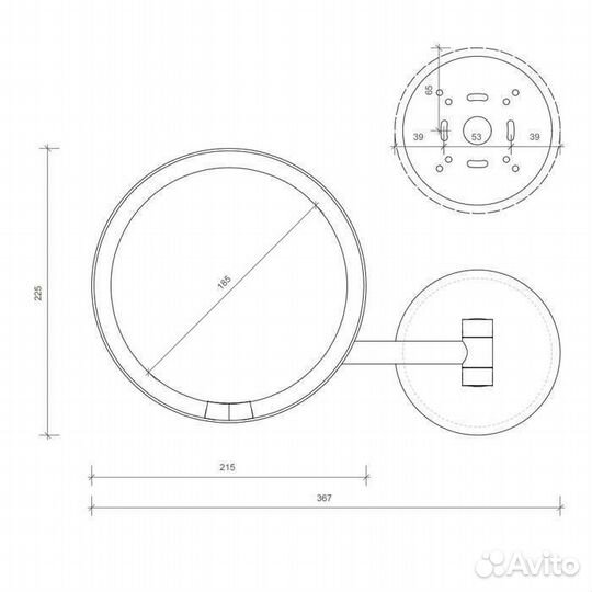 Decor Walther Round Just Look WR Косметическое зеркало 21.5см, подвесное, увел. 5x, подсветка LED, ц