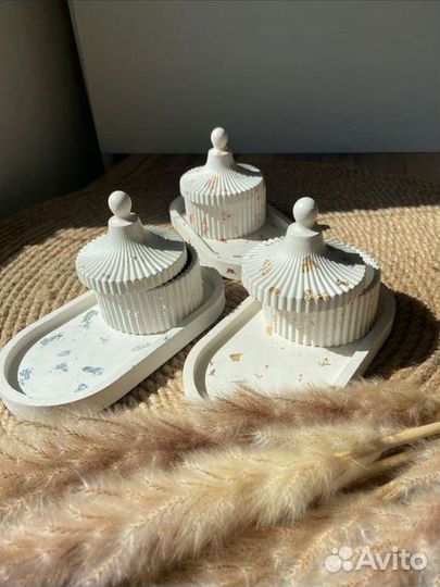 Подарочные наборы с соевыми свечами и гипсом