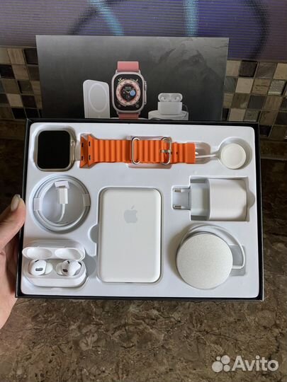 Apple набор 6в1, наушники, часы, зарядка Apple