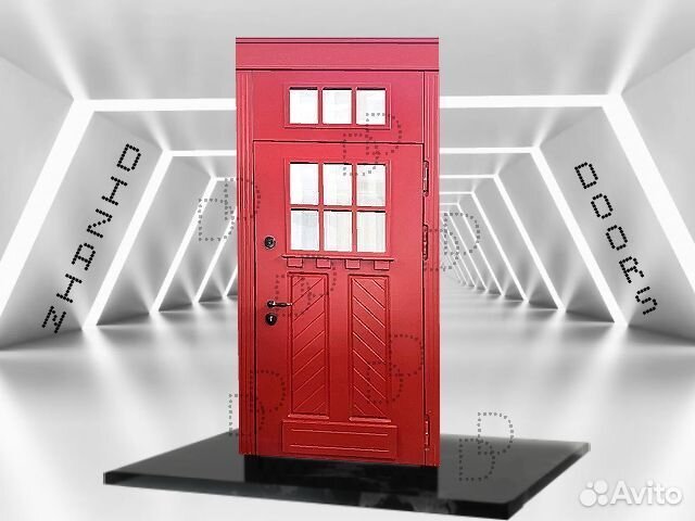 Уличная парадная дверь с фрамугой в дом DD-114