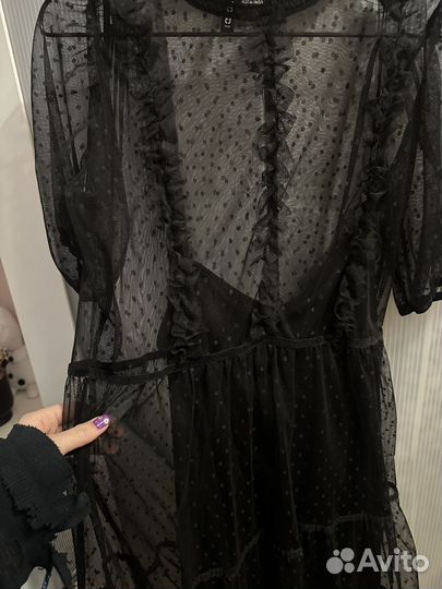 Платье hm zatra черное миди прозрачное