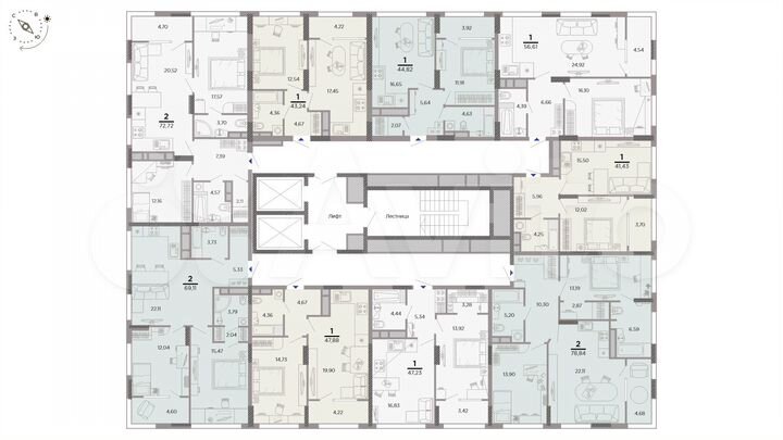 2-к. квартира, 72,7 м², 18/25 эт.
