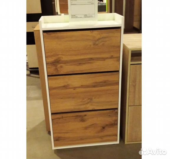 Обувница 3-хсекционная Белый/Дуб Вотан