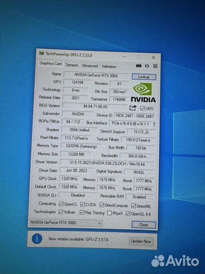 Игровой компьютер i3 12100f/rtx3060/16gb/512gb