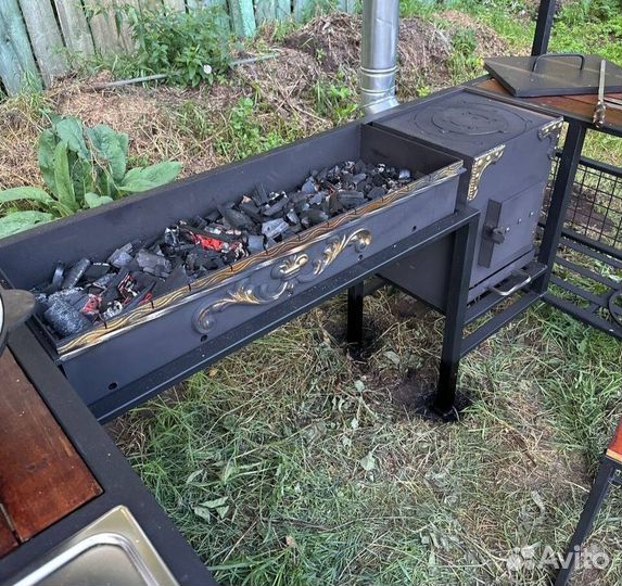 Кованый мангал с печью