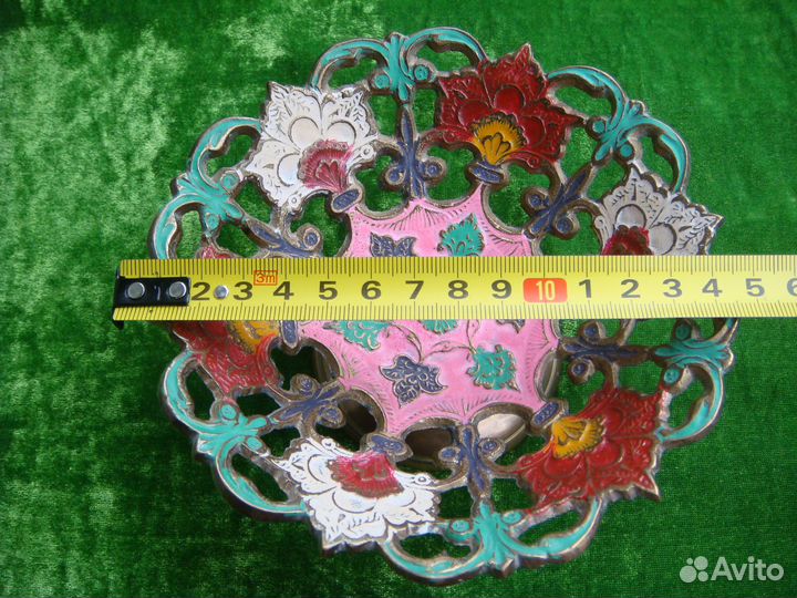 Старинная Конфетница Латунь Разноцветные Эмали