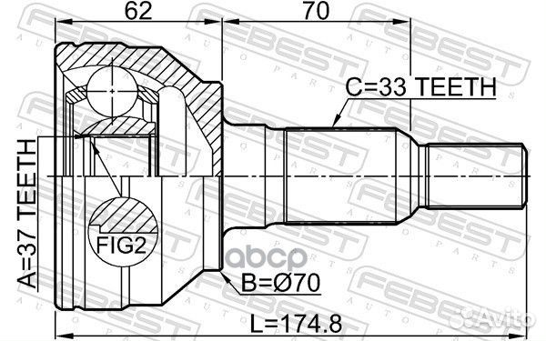 3610-H3 шрус наружный к-кт37X70X33 Hummer H3 0