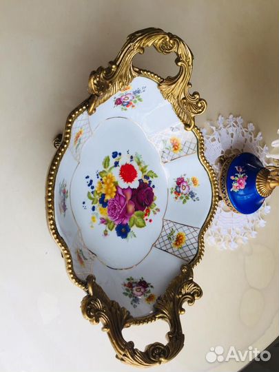 MPM Saxonia Germany блюдо ваза фарфор и бронза