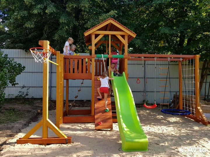 Детские площадки домики горка качели с доставкой
