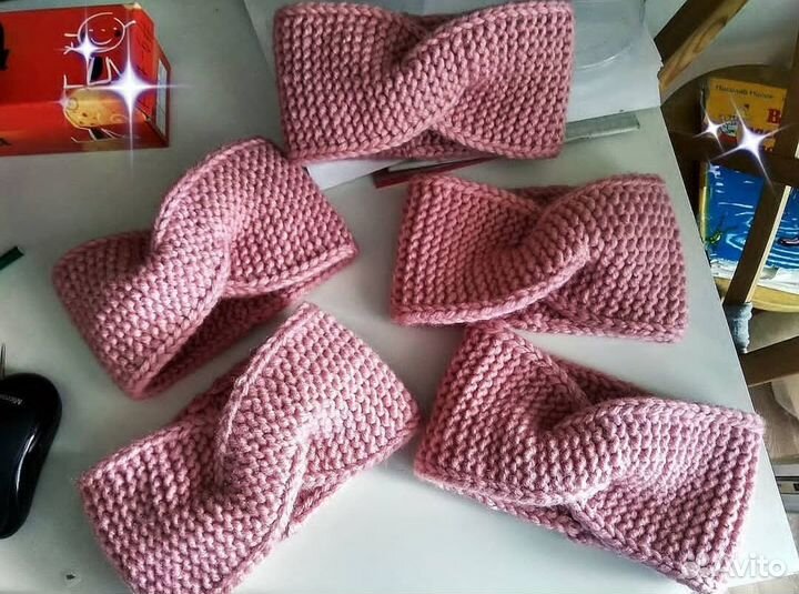 Повязка на голову вязаная ручная работа