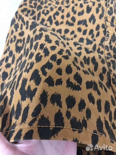 Джинсовая юбка леопардовая