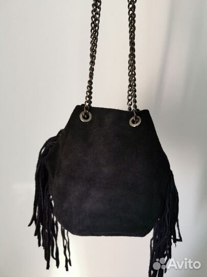 Сумка женская кроссбоди натуральная замша синяя