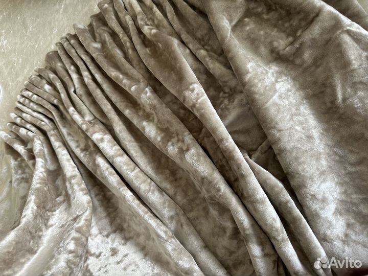 Шторы бархатные бежевые портьеры плюшевые