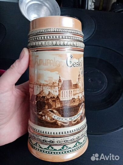 Кружка фарфоровая пивная с крышкой