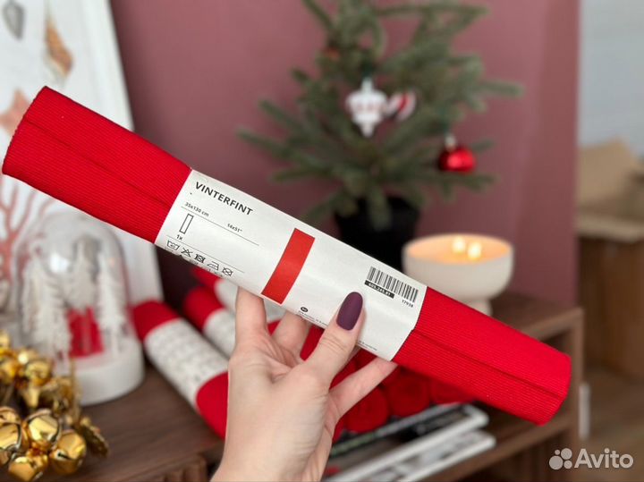 Красная настольная дорожка vinter IKEA 35*130 см