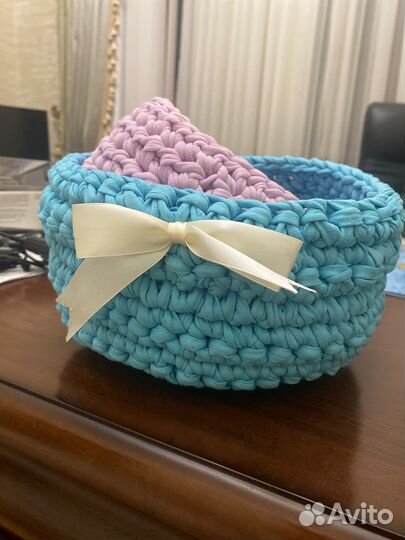 5 трикотажных корзинок