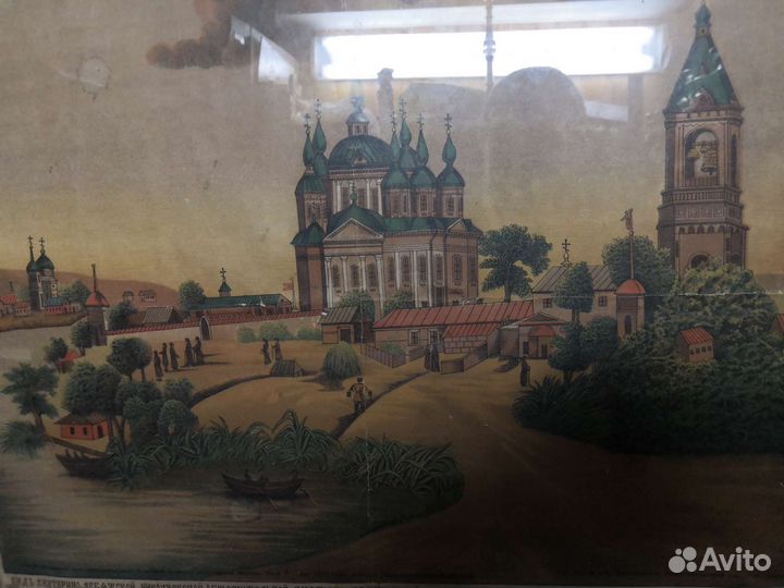 Картина маслом на холсте. Литография старинная