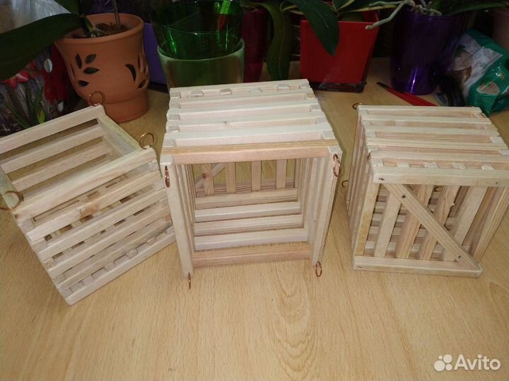 Деревянные корзинки для орхидей 10,12,14 см