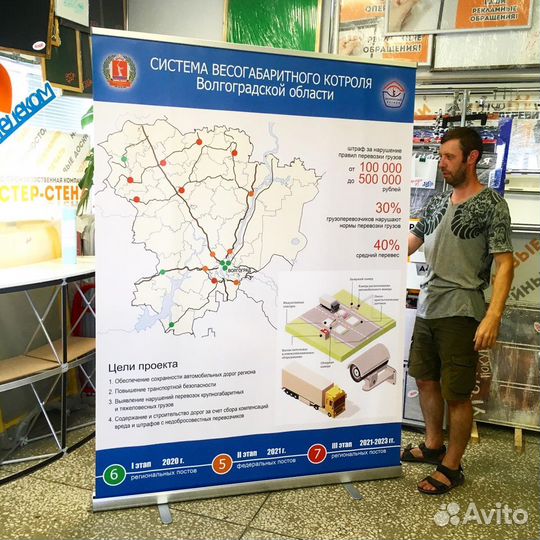 Роллап мобильный с интерьерной печатью 85х200 см