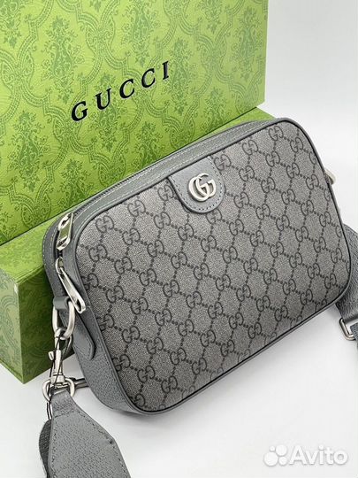 Сумка через плечо мужская Gucci серая