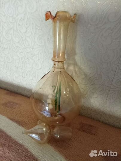 Графин дутое стекло СССР для водки, с ландышем