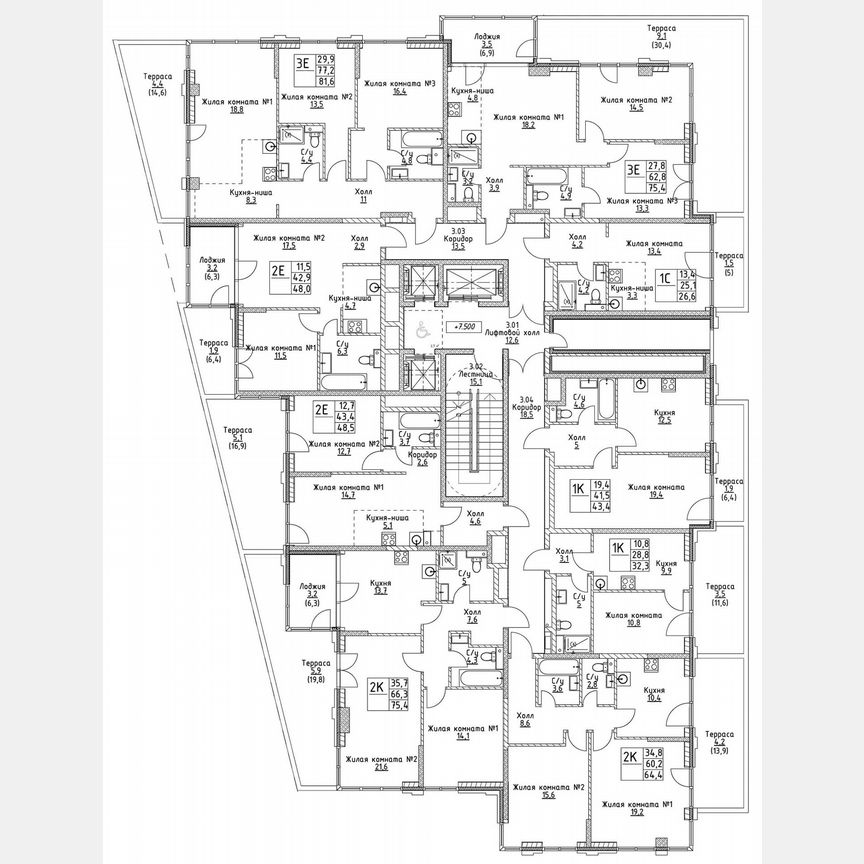 2-к. квартира, 62,8 м², 2/19 эт.