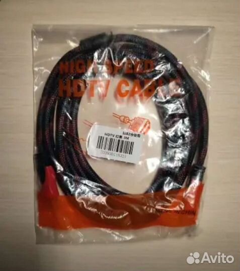 Hdmi красно-черный плетеный кабель3 метра