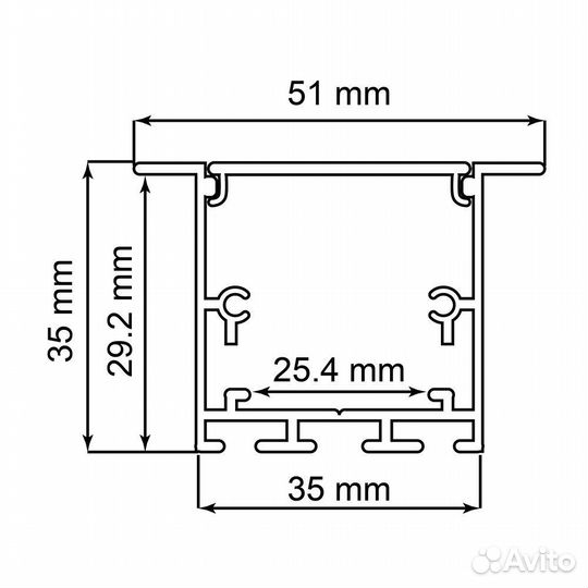 Профиль для светодиодной ленты CAB255 2000*51*35мм