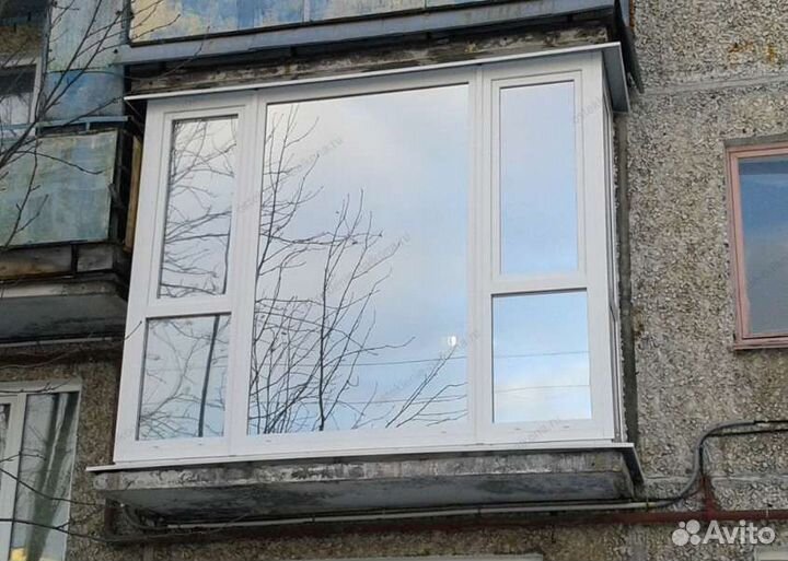 Балкон пластик в 5 этажку, балконный блок