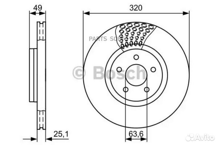 Bosch 0986479660 Тормозной диск передний