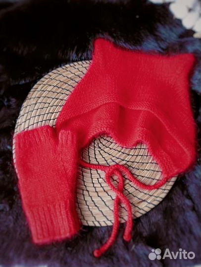 Митенки и чепчик женский