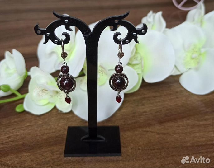 Гранатовые серьги