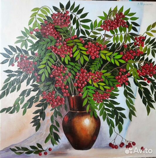 Картина Рябина в вазе