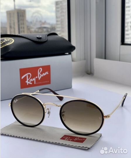 Очки ray ban oval Double Bridge коричневые