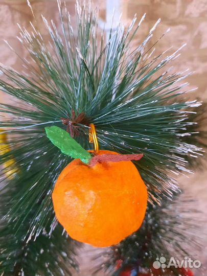 Ватная елочная игрушка Мандарин