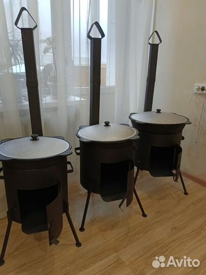 Печь под казан 2мм + казан чугунный