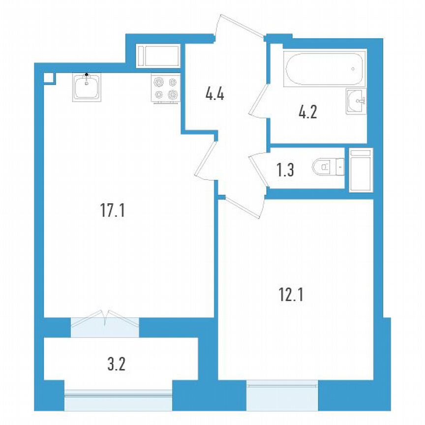 1-к. квартира, 40 м², 15/19 эт.