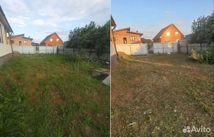 Покос травы триммером