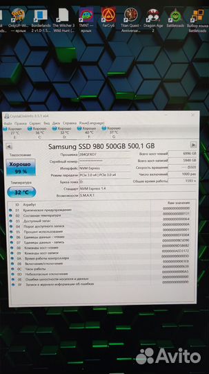 SSD диски m2 ключ nvme 250/500/1tb