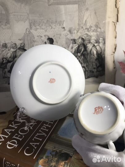 Лфз, Чашка с блюдцем, чайная пара, красное клейм