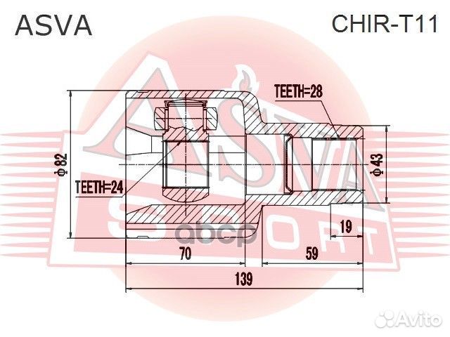 ШРУС внутренний правый chery tiggo 28x24x43 CHI