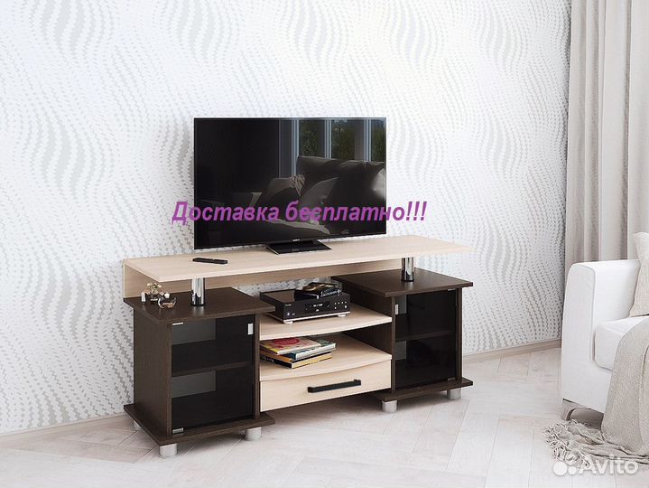 Тумба тв-003 (к2) со стеклом и ящиком