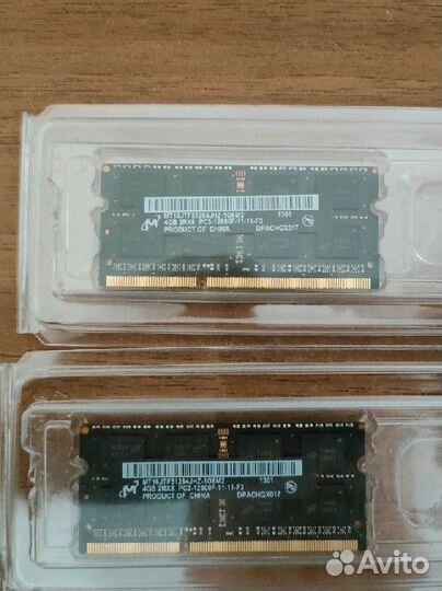 Micron DDR3-1600 sodimm PC3-12800 4gb 2 шт