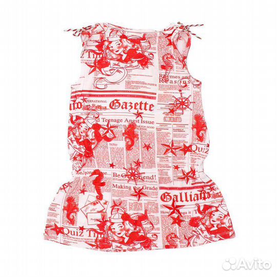 John Galliano Сарафан белый с красным рисунком в м