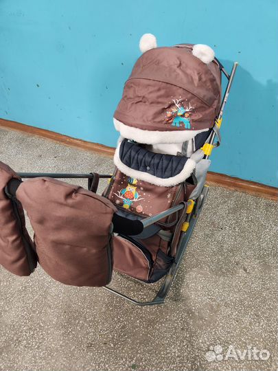 Детские санки коляска с колесами