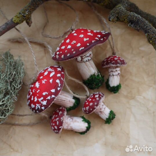 Мухоморы авторские подвески декор