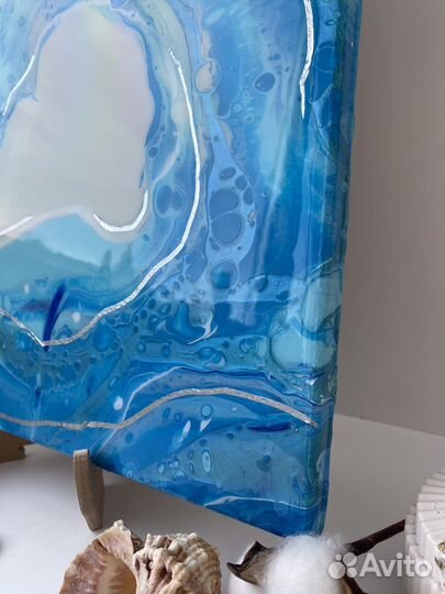 Картина акрилом флюид арт морская волна