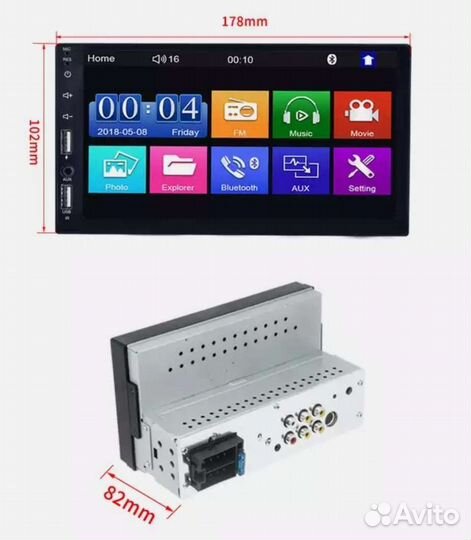 Магнитола 1 din с экраном 7 дюймов