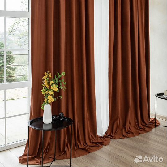 Шторы бархат Беллиссимо шафран новые пошив